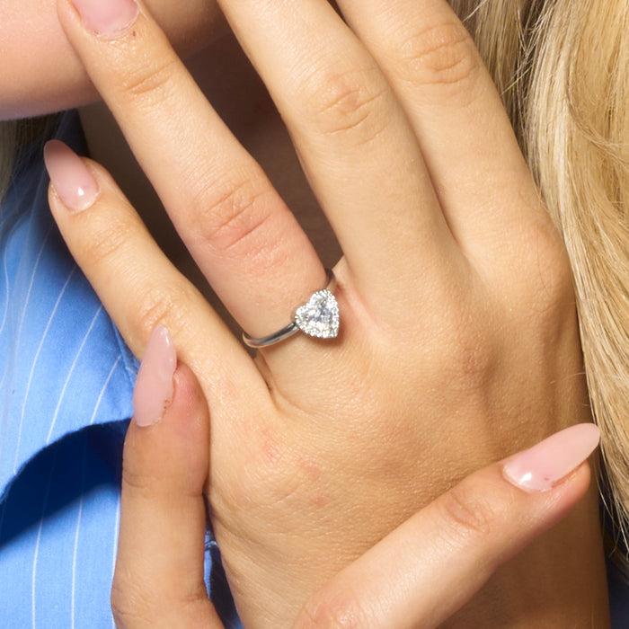 ANELLO DONNA IN ACCIAIO CON CUORE CON ZIRCONI BIANCHI