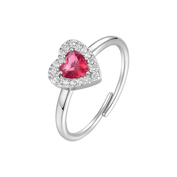 ANELLO DONNA IN ACCIAIO CON CUORE CON ZIRCONI ROSSI E BIANCHI