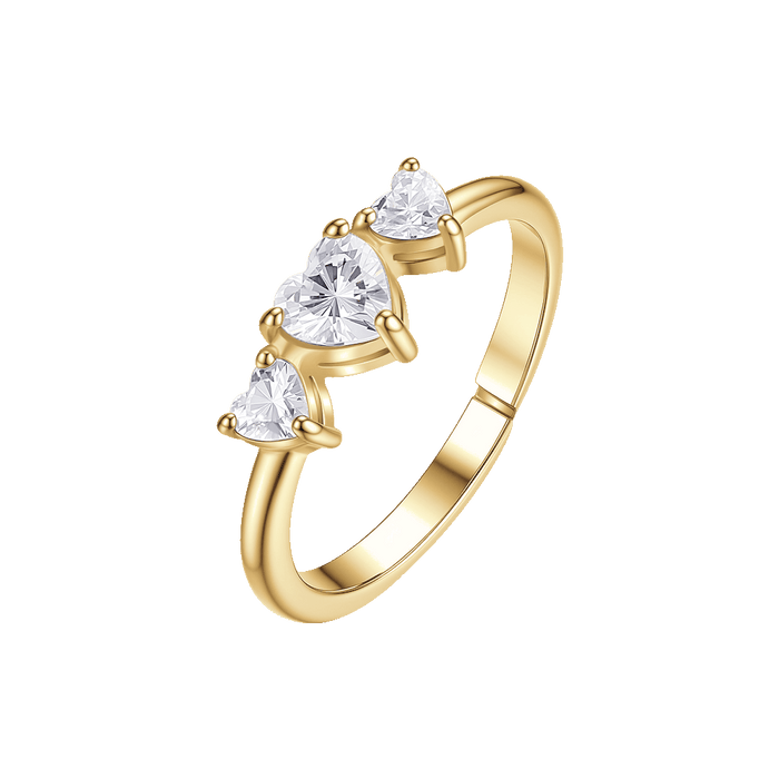 ANELLO DONNA IN ACCIAIO IP GOLD CON CUORI CON ZIRCONI BIANCHI