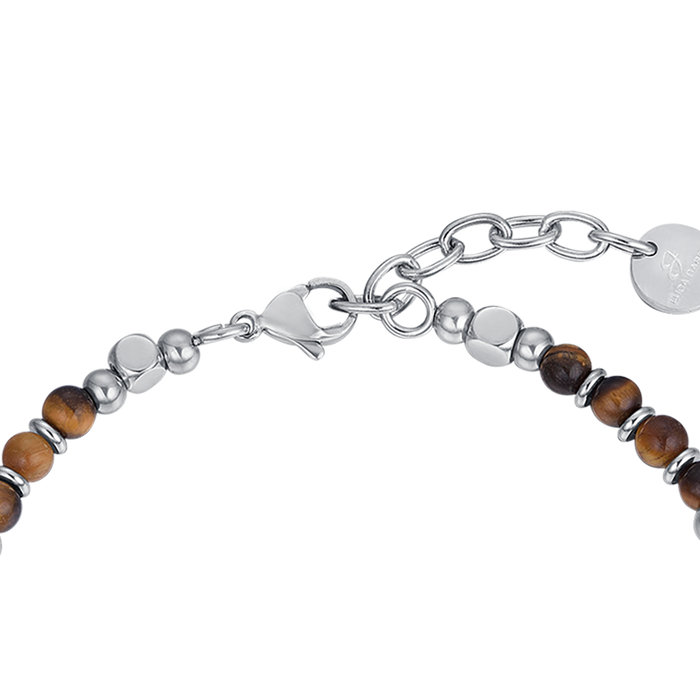 MEN'S STEEL BRACELET WITH BROWN TIGER EYE STONES