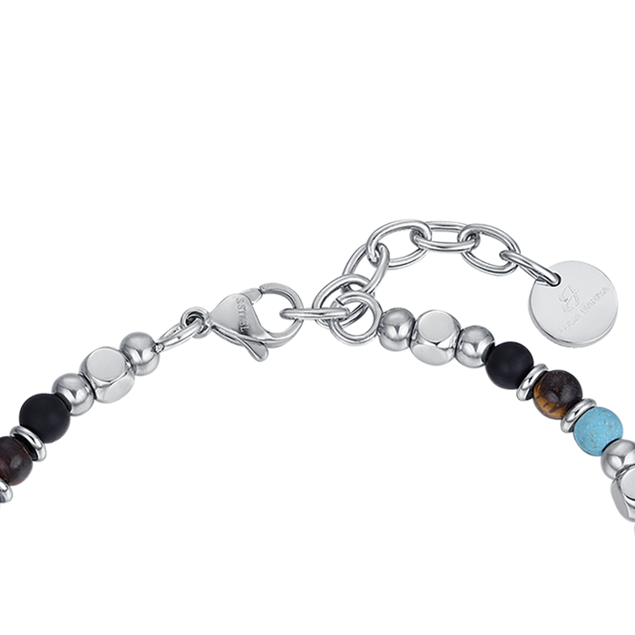MEN'S STEEL BRACELET WITH BROWN TIGER EYE STONES