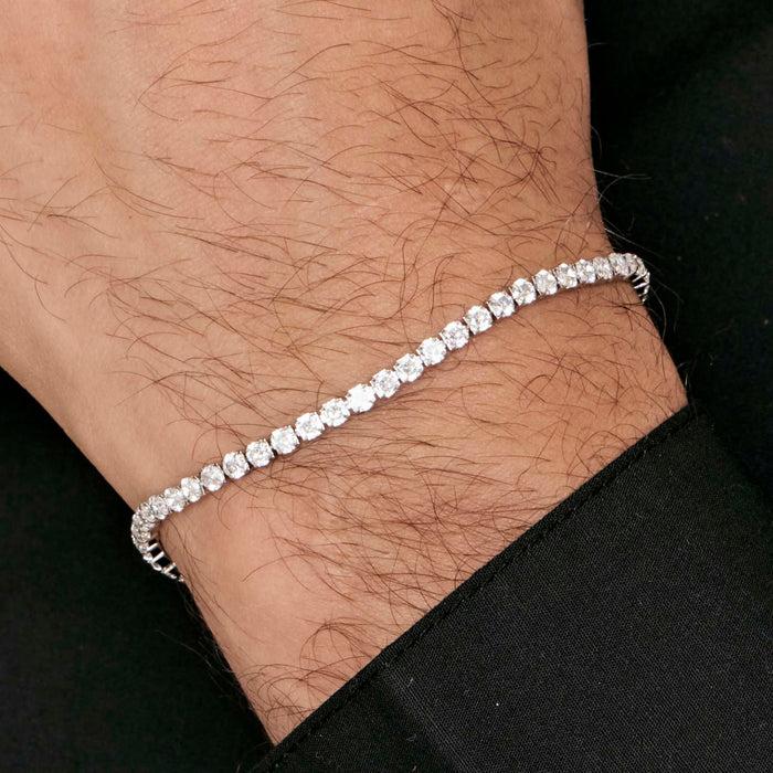 MEN'S TENNIS BRACELET IN STEEL WITH WHITE CRYSTALS