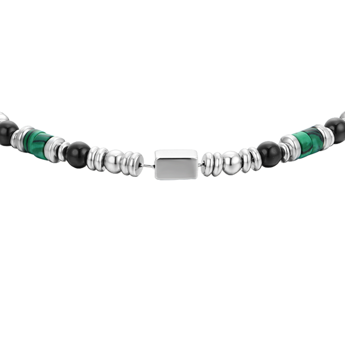 BRACELET HOMME EN ACIER AVEC AGATE NOIRE