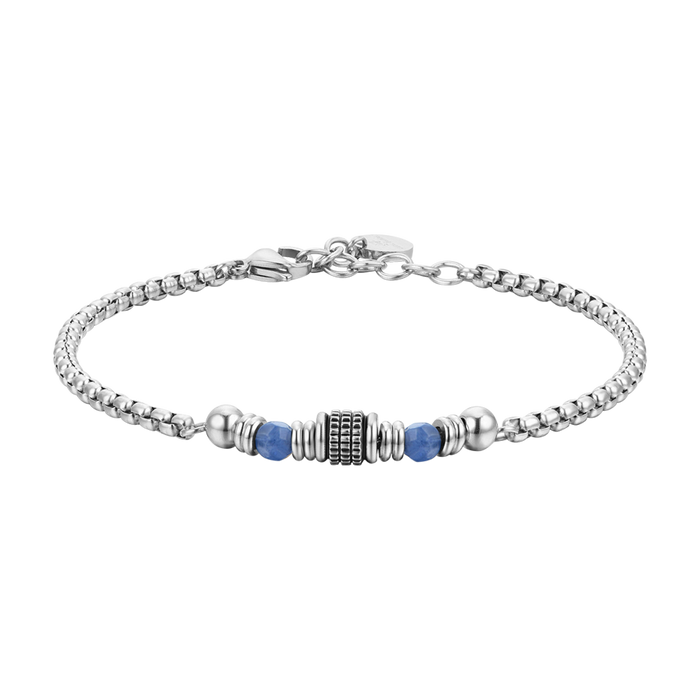 BRACELET HOMME EN ACIER SODALITE BLEU