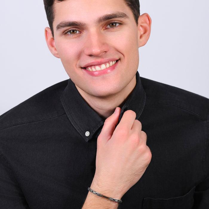 MEN'S BRACELET IN STEEL WITH IP ROSE ELEMENT