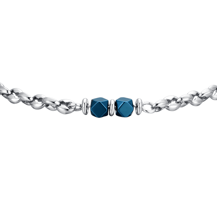 BRACELET HOMME EN ACIER AVEC HÉMATITE BLEUE