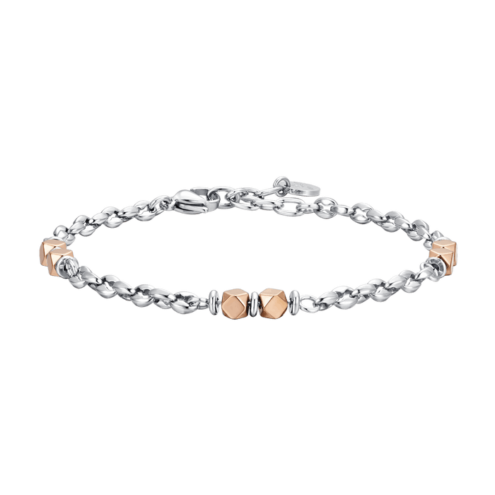 BRACELET HOMME EN ACIER HÉMATITE IP ROSE