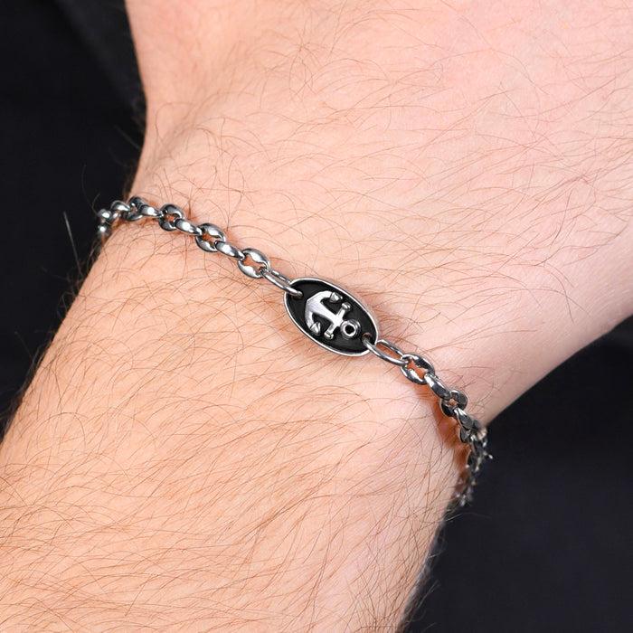 MEN'S STEEL BRACELET WITH ANCHOR