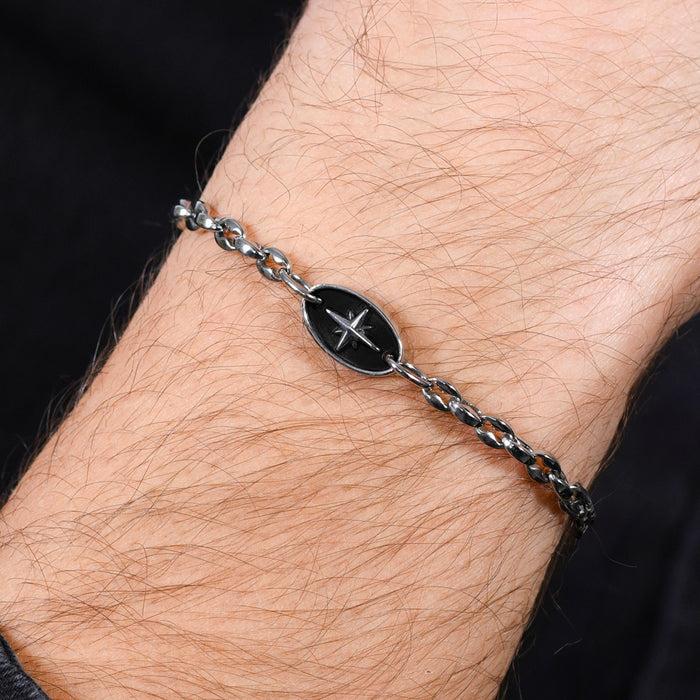 MEN'S STEEL BRACELET WITH WIND ROSE