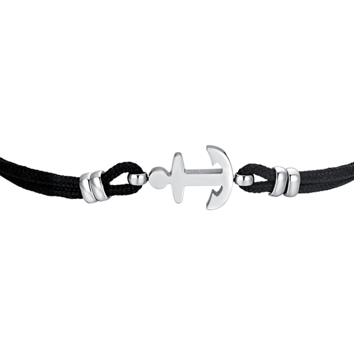 BRACCIALE UOMO IN CORDA NERA E ANCORA