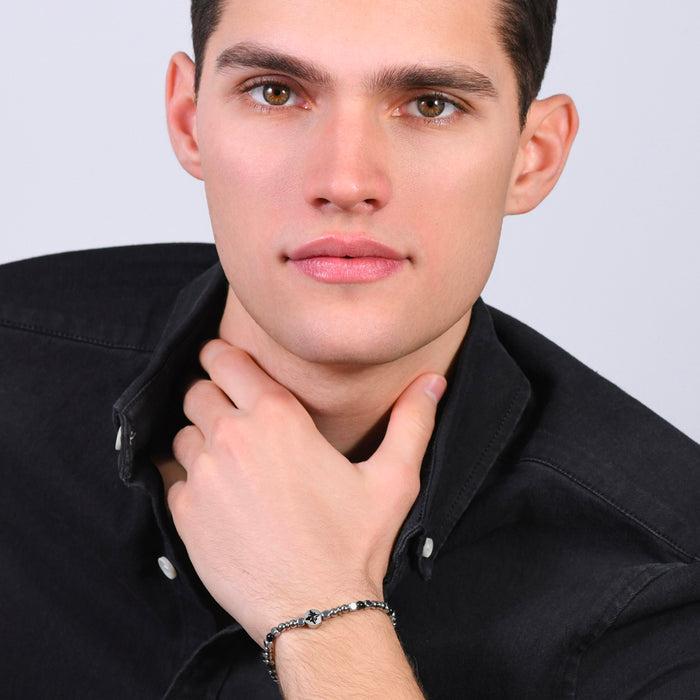 MEN'S BRACELET IN STEEL WIND ROSE IP BLACK