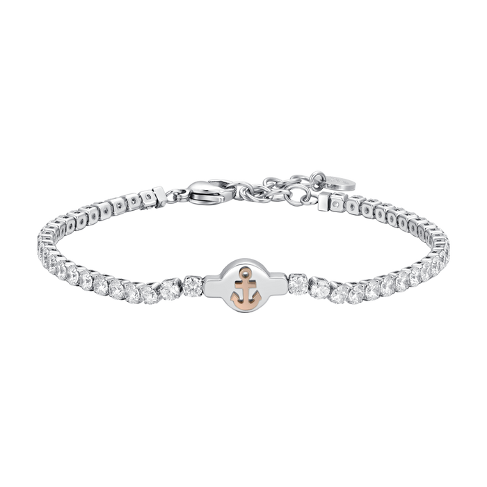 MEN'S TENNIS BRACELET IN STEEL WITH WHITE ZIRCONIA