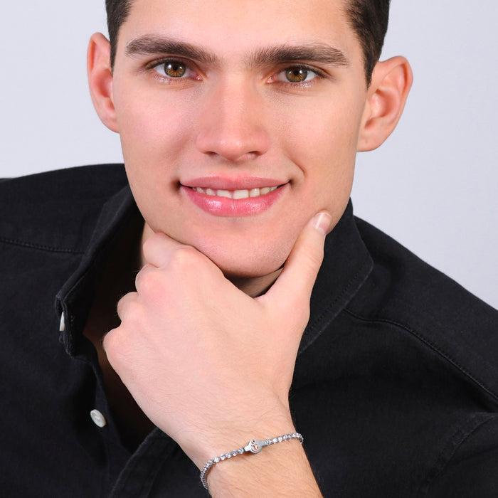 MEN'S TENNIS BRACELET IN STEEL WITH WHITE ZIRCONIA