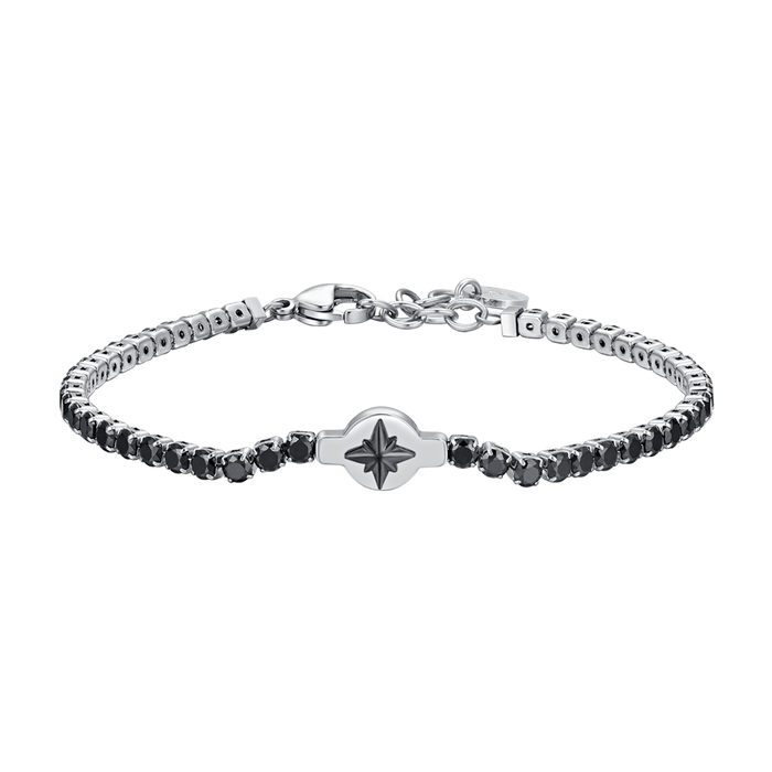MEN'S TENNIS BRACELET IN STEEL WITH BLACK ZIRCONIA