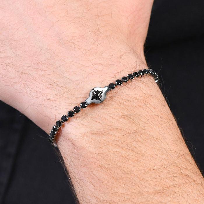MEN'S TENNIS BRACELET IN STEEL WITH BLACK ZIRCONIA
