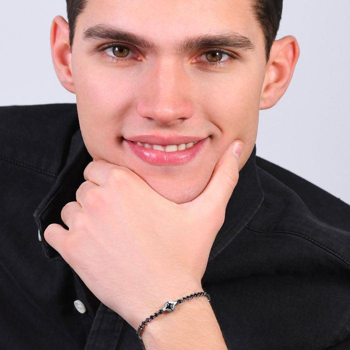 MEN'S TENNIS BRACELET IN STEEL WITH BLACK ZIRCONIA