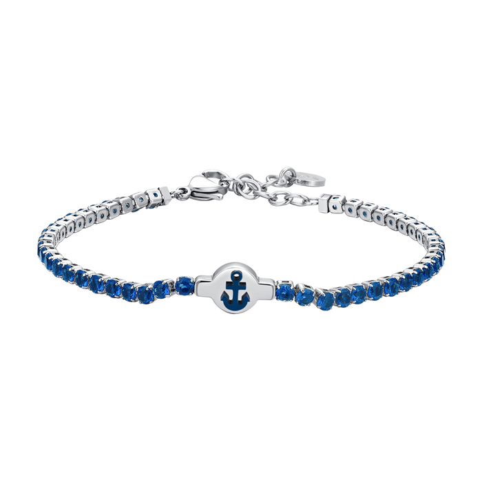 BRACELET DE TENNIS HOMME EN ACIER AVEC ZIRCONE BLEUE