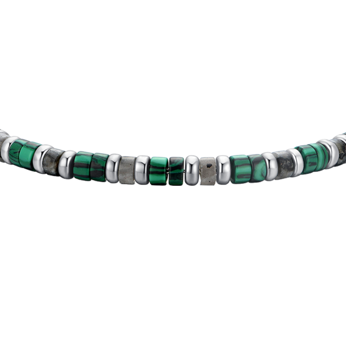 BRACCIALE UOMO IN ACCIAIO PIETRE VERDI E GRIGIE