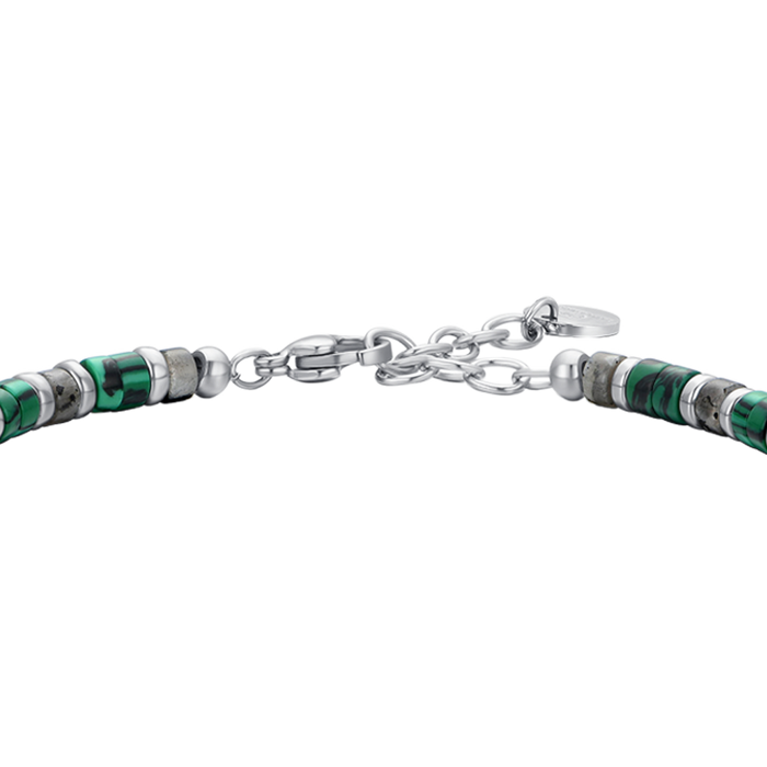 BRACCIALE UOMO IN ACCIAIO PIETRE VERDI E GRIGIE