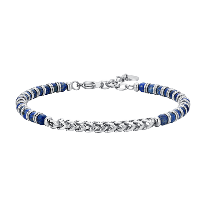 BRACCIALE UOMO IN ACCIAIO PIETRE LAPIS ED ELEMENTI IN ACCIAIO