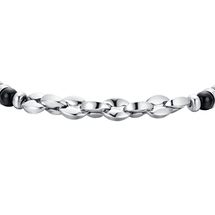 BRACCIALE UOMO IN ACCIAIO PIETRE AGATA NERA