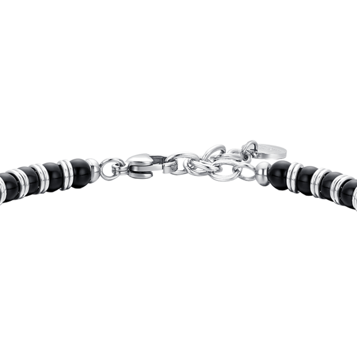 BRACCIALE UOMO IN ACCIAIO PIETRE AGATA NERA