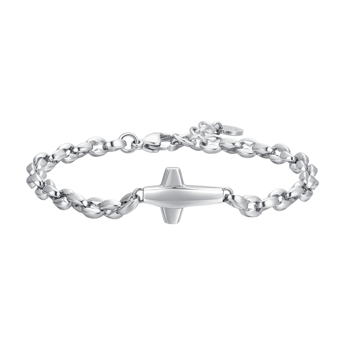 MEN'S STEEL BRACELET WITH CROSS