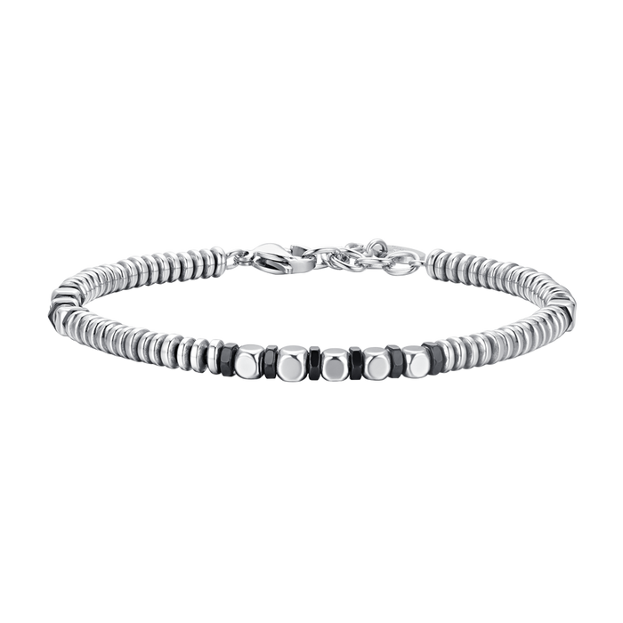 MEN'S BRACELET IN STEEL HEMATITE SILVER AND BLACK