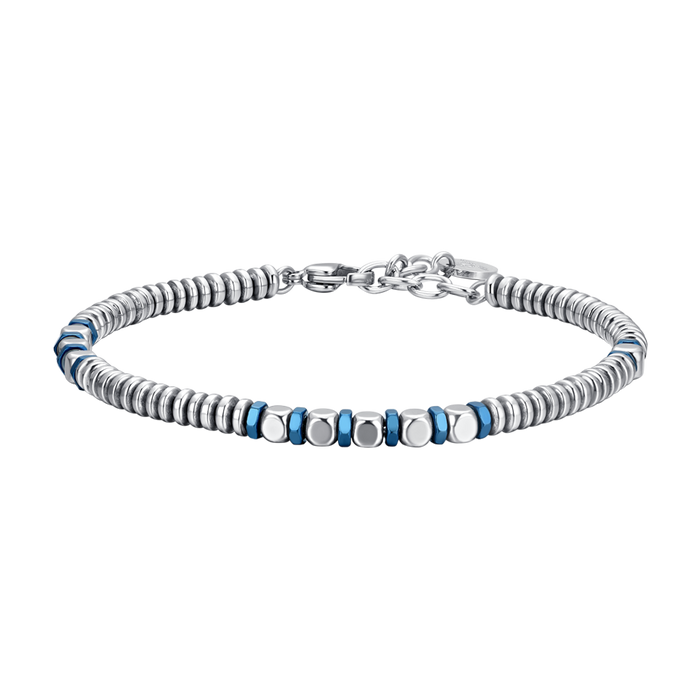 MEN'S BRACELET IN STEEL HEMATITE SILVER AND BLUE