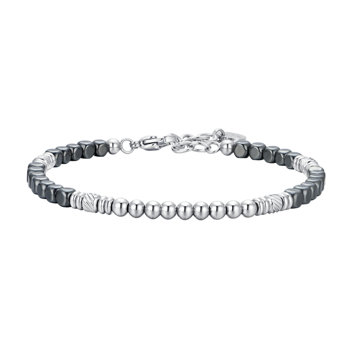 MEN'S BRACELET IN STEEL HEMATITE SILVER AND BLACK