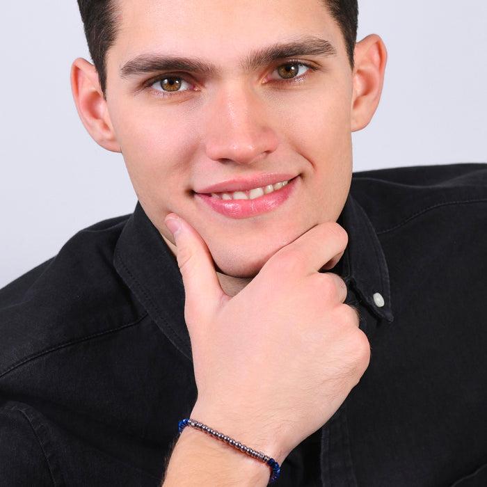 MEN'S BRACELET IN STEEL EMATIVE SILVER AND BLUE