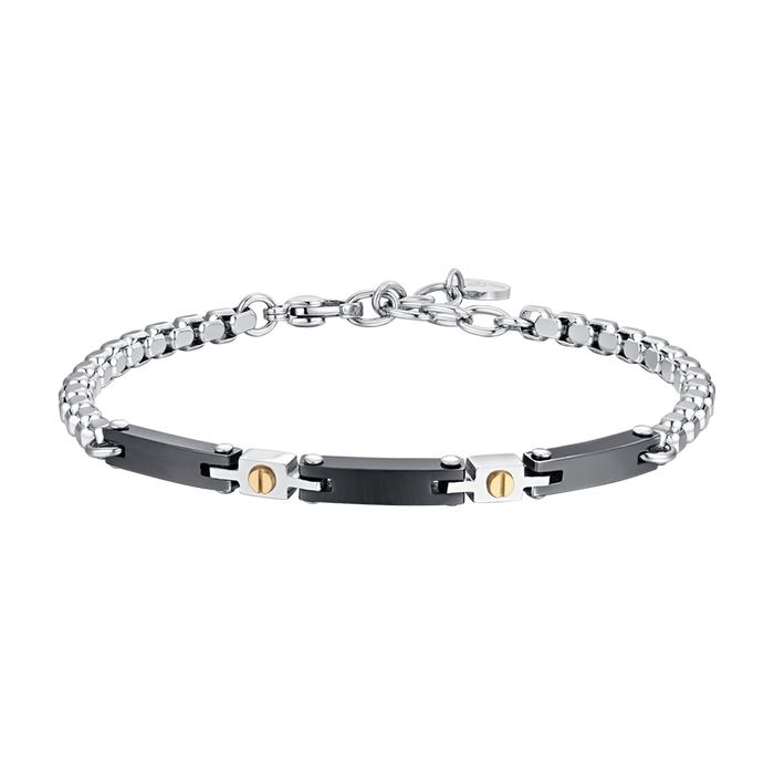 MEN'S BRACELET IN STEEL AND BLACK CERAMIC