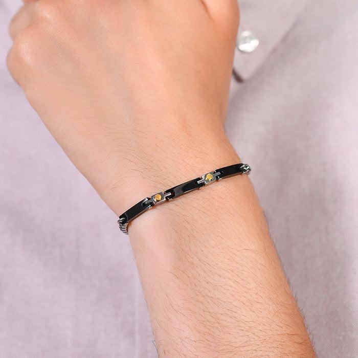 MEN'S BRACELET IN STEEL AND BLACK CERAMIC