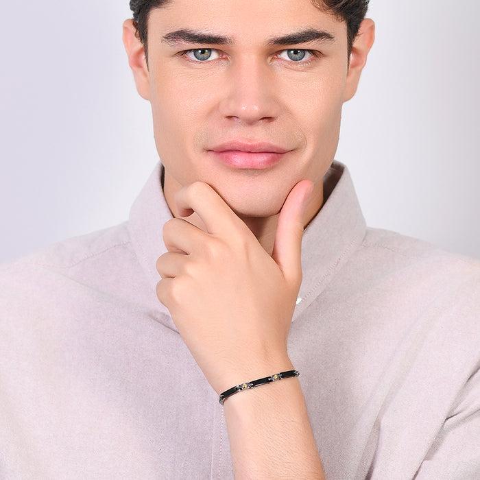 MEN'S BRACELET IN STEEL AND BLACK CERAMIC