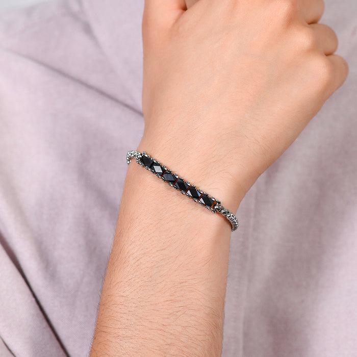 BRACELET HOMME EN ACIER AVEC ÉLÉMENTS CENTRAUX