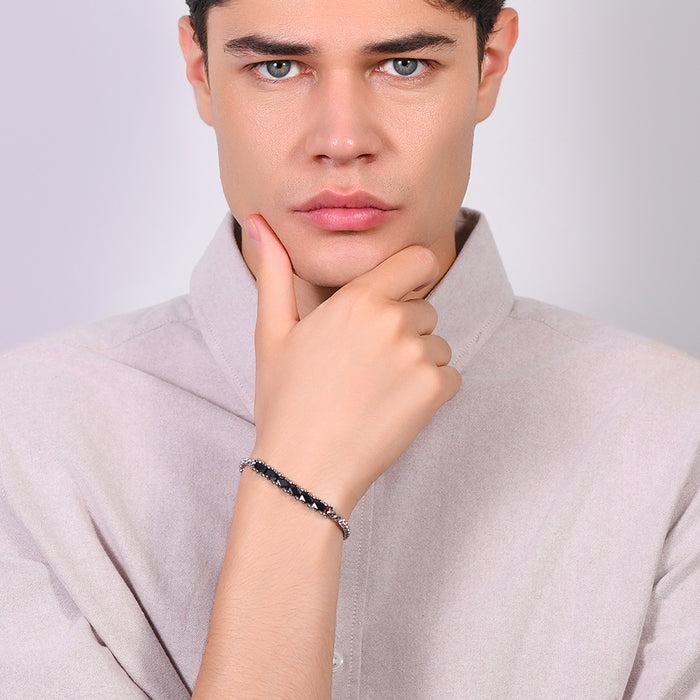 BRACELET HOMME EN ACIER AVEC ÉLÉMENTS CENTRAUX