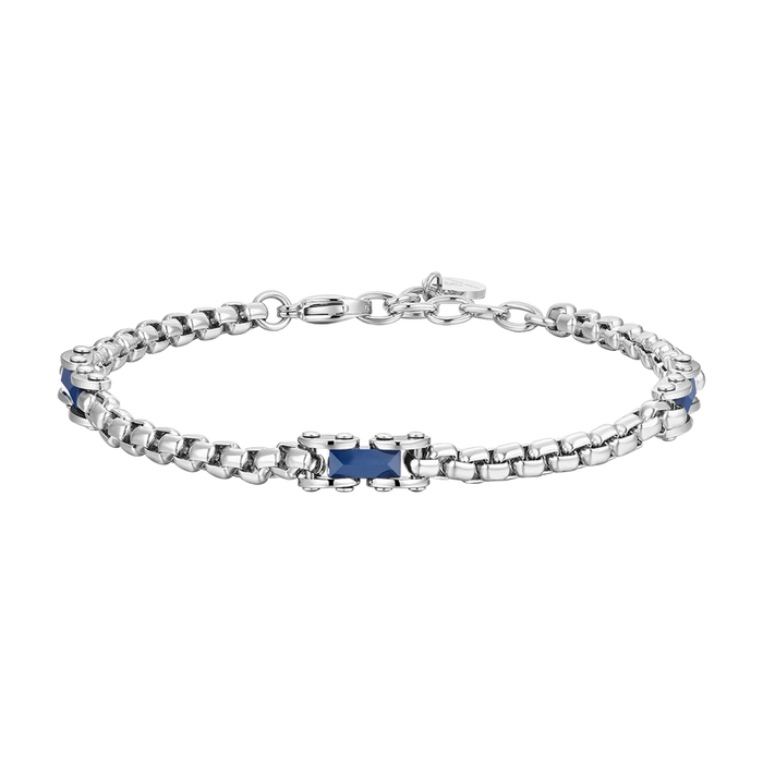 MEN'S BRACELET IN STEEL WITH BLUE CERAMIC ELEMENTS