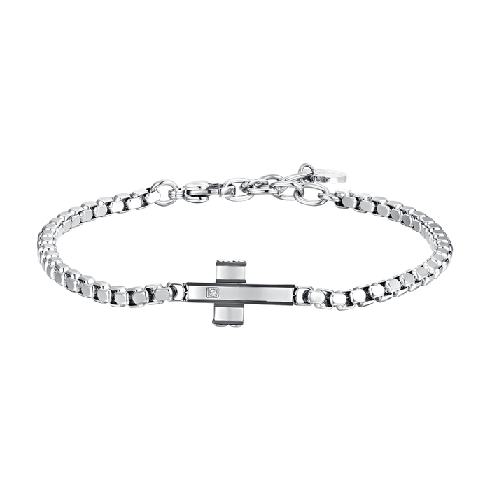 BRACCIALE UOMO IN ACCIAIO CROCE E ACCIAIO IP BLACK