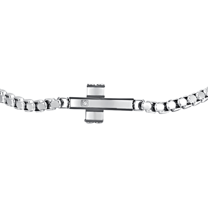 BRACCIALE UOMO IN ACCIAIO CROCE E ACCIAIO IP BLACK