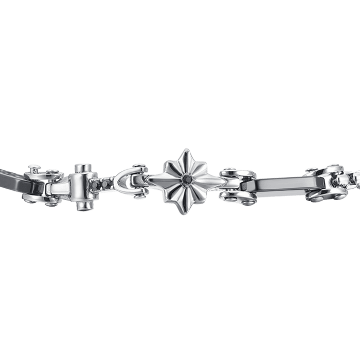 MEN'S BRACELET IN STEEL AND CERAMIC WITH WIND ROSE
