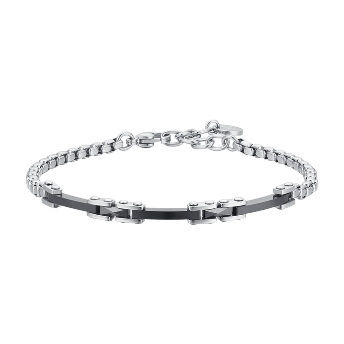 BRACELET HOMME EN ACIER ET CÉRAMIQUE NOIRE