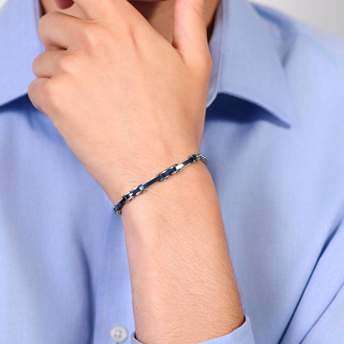 MEN'S BRACELET IN STEEL AND BLUE CERAMIC