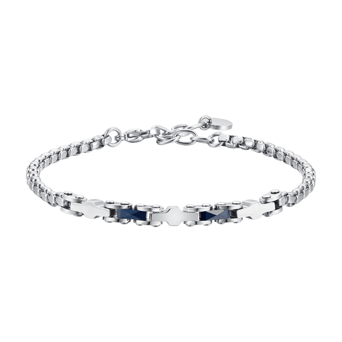 MEN'S BRACELET IN STEEL WITH BLUE CERAMIC AND ELEMENTS