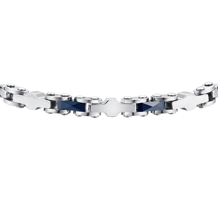 MEN'S BRACELET IN STEEL WITH BLUE CERAMIC AND ELEMENTS