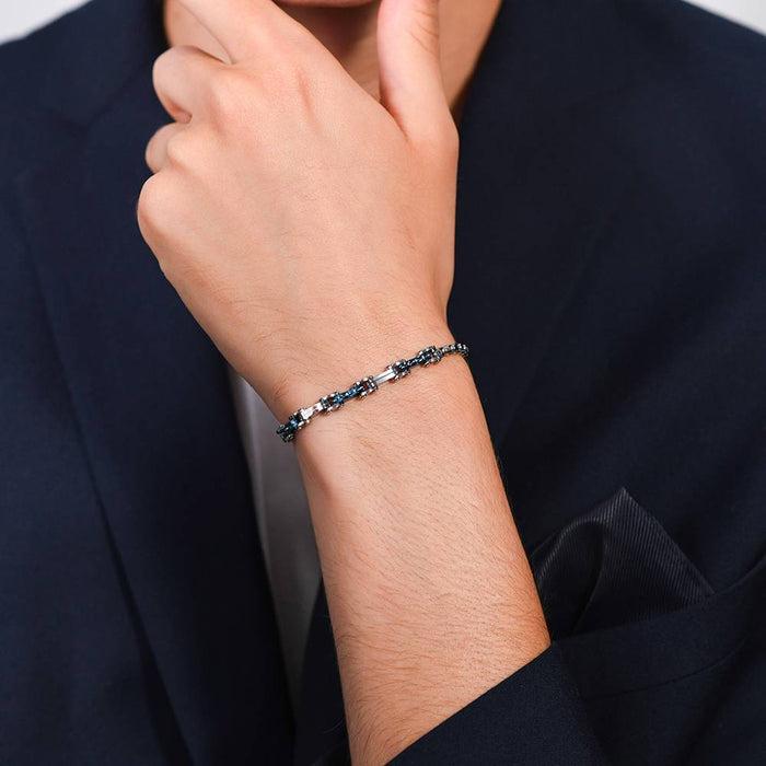 BRACELET HOMME EN ACIER AVEC ÉLÉMENTS IP BLEU