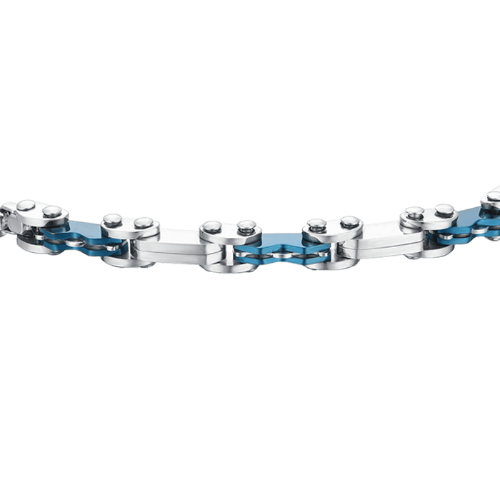 BRACELET HOMME EN ACIER AVEC ÉLÉMENTS IP BLEU