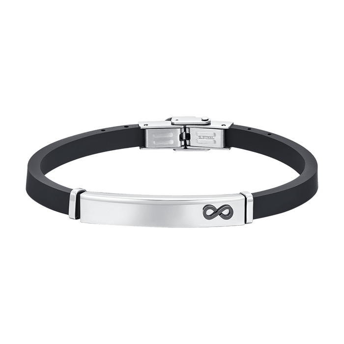 MEN'S SILICONE BRACELET WITH PLATE AND INFINITY