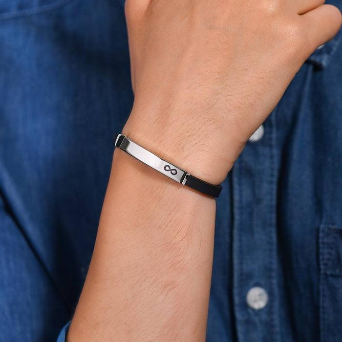 MEN'S SILICONE BRACELET WITH PLATE AND INFINITY