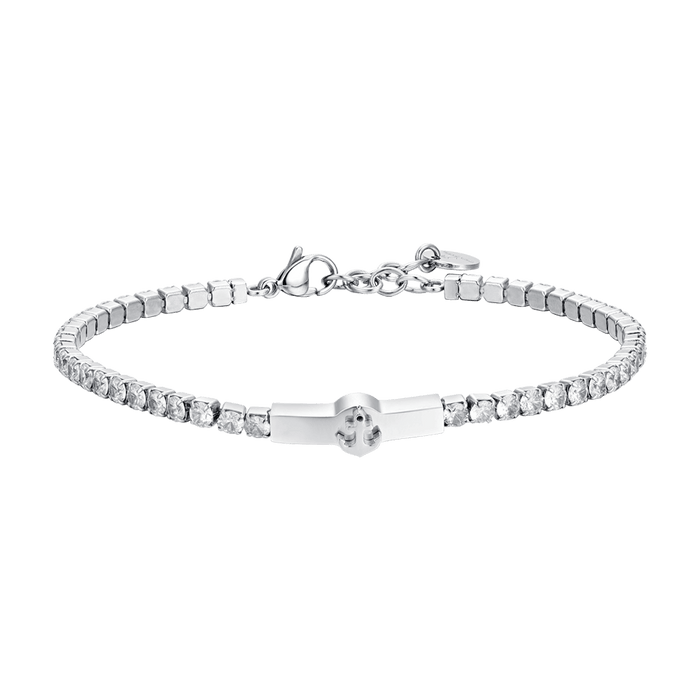 MEN'S TENNIS BRACELET ANCHOR AND WHITE ZIRCONIA