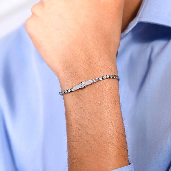 MEN'S TENNIS BRACELET ANCHOR AND WHITE ZIRCONIA
